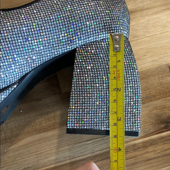 Gianni Bini silver holographic Sparkling Mary Jane square Heels - Picture 15 of 15